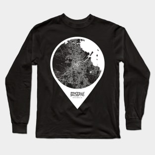 Brisbane, Queensland, Australia City Map - Travel Pin Long Sleeve T-Shirt